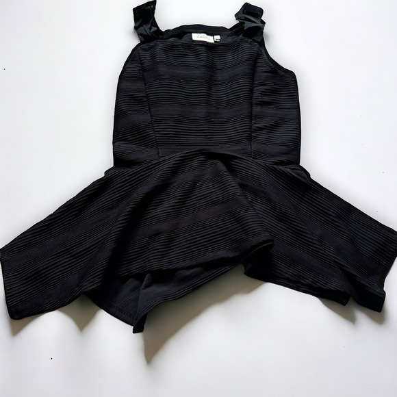 Anthropologie Deletta Black Textured Peplum Top - Picture 4 of 7